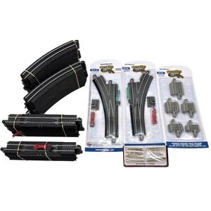 LOT of 51 HO Bachmann Straight, Curved & Turnout E-Z Track + Atlas Rail Joiners